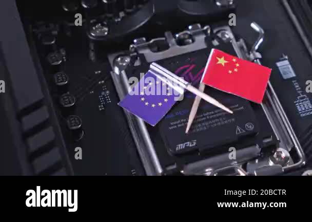 Poznan, Poland - November 25, 2024: Miniature flags of China and the ...