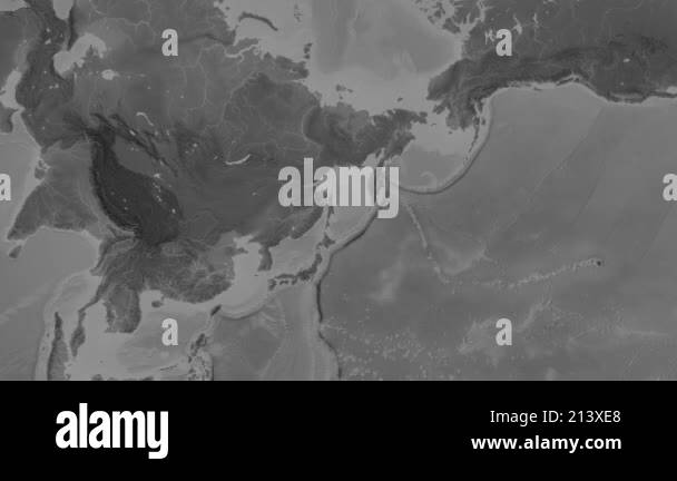 Sea Of Okhotsk Region On The Background Of A Grayscale Elevation Map Of Sea Of Okhotsk Region On The Background Of A Grayscale Elevation Map Of The World In The Patterson Cylindrical Projection 2s13xe8 