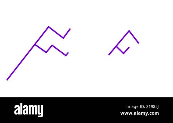 Animated violet linear mountains is drawn gradually. Line purple symbol ...