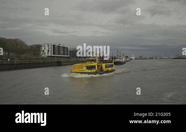 Hamburg, Germany. Passenger shuttle ferry in Hamburg on River Elbe ...