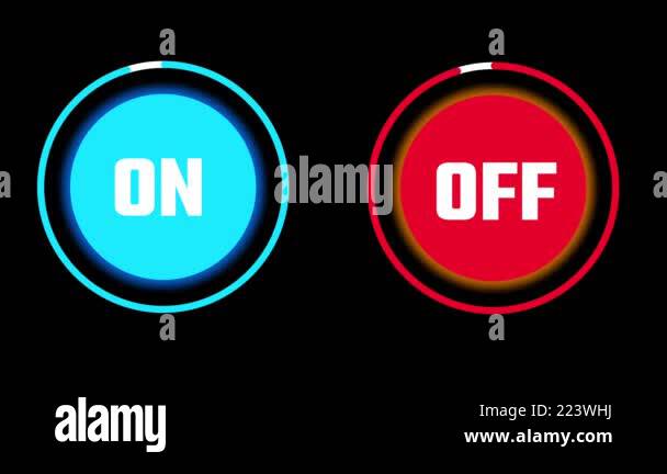 Circular Button Animation Example Animation of pair of circular buttons labeled ON in blue and OFF in red ...
