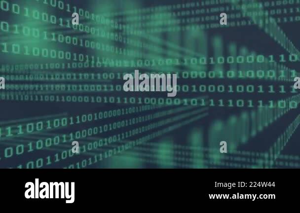 Binary code animation forming tunnel-like structure on dark background ...