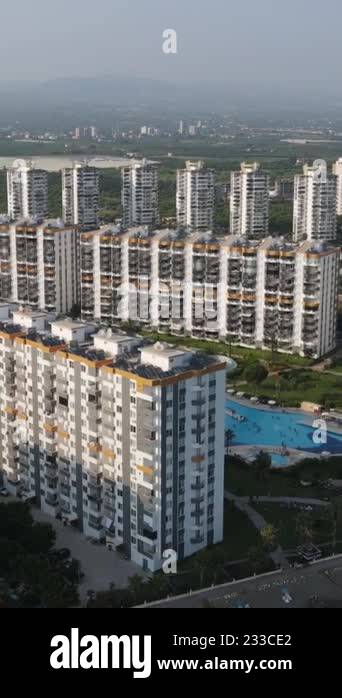 View of Aerial New Luxury Apartments, seaside resorts, touristic city ...