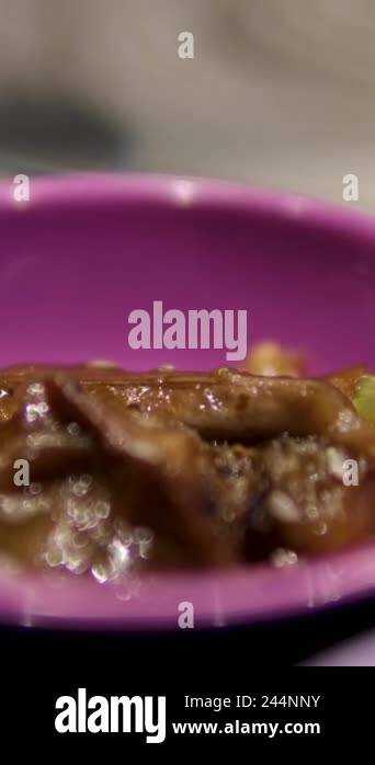 Vegan Ratatouille. Stewed Eggplant And Cabbage. Chef Stirring Roasted ...