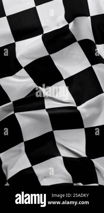 Checkered Race Flag . Slow Motion Wavy closeup fabric fluttering Racing ...