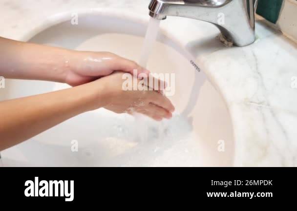 Sequential steps of thorough hand washing with soap Stock Video Footage ...