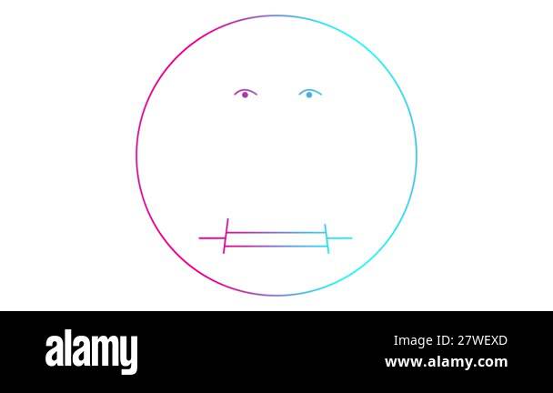 Animated pink blue linear symbol of boy is drawn. Icon of smiling man ...