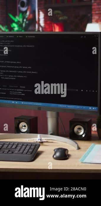 Vertical video Programming language code editor software UI on computer ... image.