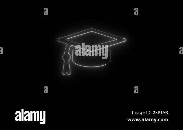Abstract neon line Graduation cap white color animation, Graduation cap ...