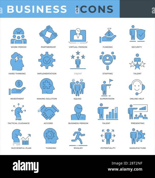 Set of Multiple Business Icons Isolated on White Background Stock Video ...