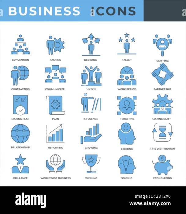 Set of Multiple Business Icons Isolated on White Background Stock Video ...