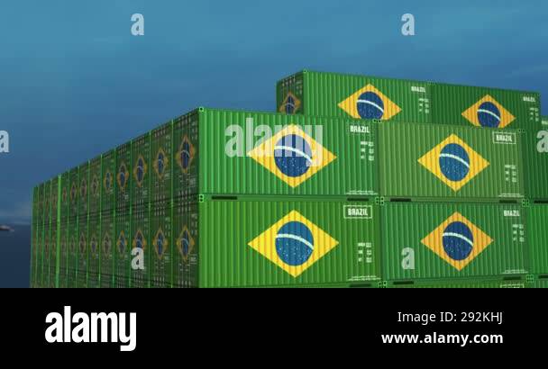Brazil export production and import containers on a cargo ship ...