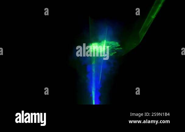 Professional lightning technology concept. Spinning flashing green ...