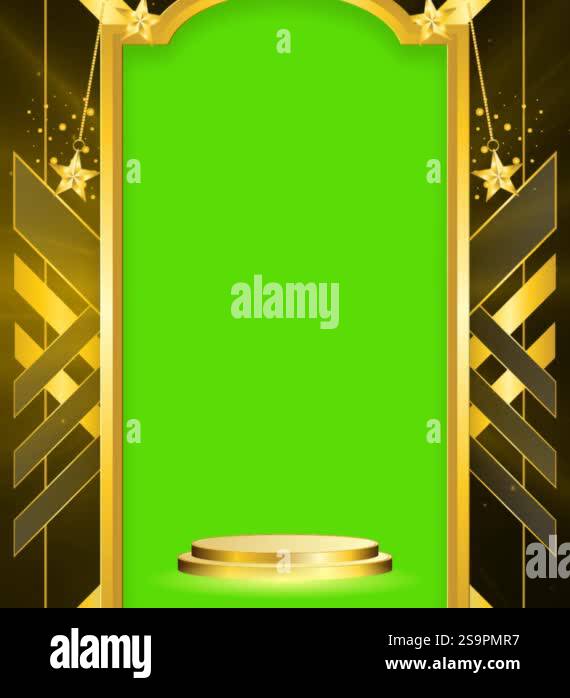 black and gold frame product display green screen background Stock ...