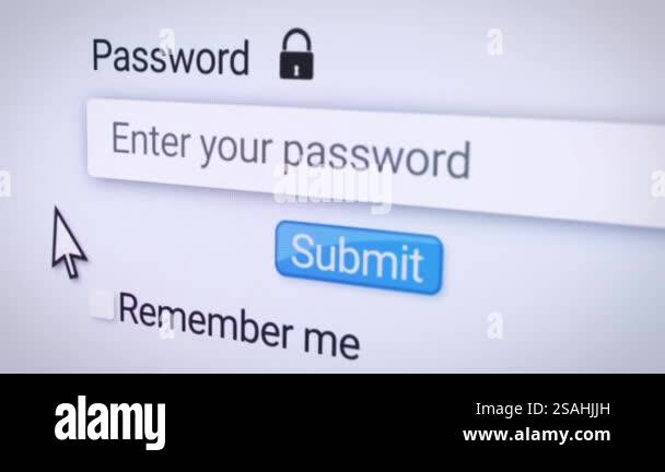 Video animation of entering a password in the form field on the login ...