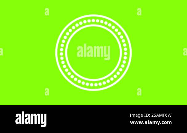 Round frame dots icon animation on green screen, white color cartoon ...