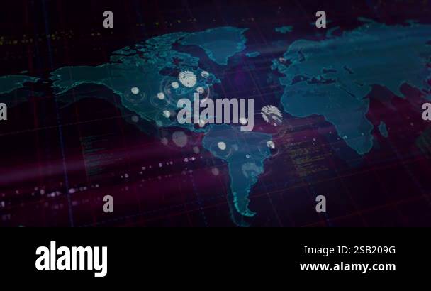 Fingerprint biometric identification access security symbols over world ...