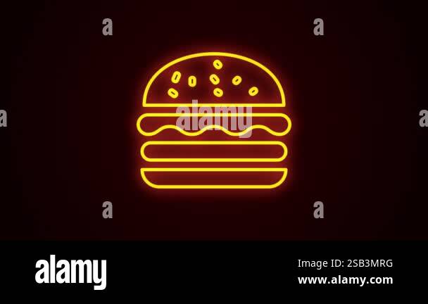 Neon Burger Sign Flickering Animation. 4K Video graphic animation ...