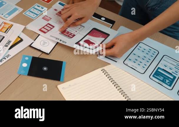 Panorama video of startup company employee planning on user interface ...