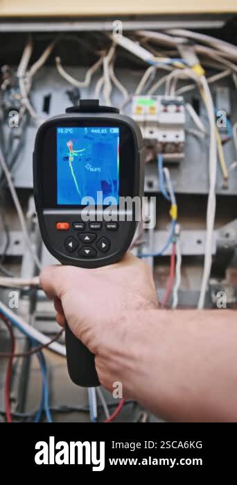 A vertical view with thermal imaging reveals hotspots in an open ...