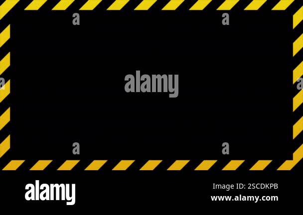 Warning frame animation with yellow and black diagonal stripes. Yellow ...