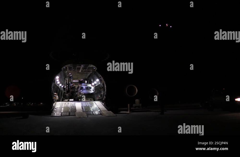 5 Galaxy Rear Ramp C-5 Galaxy carrying UH-60 Black Hawk helicopters parked with rear ramp ...