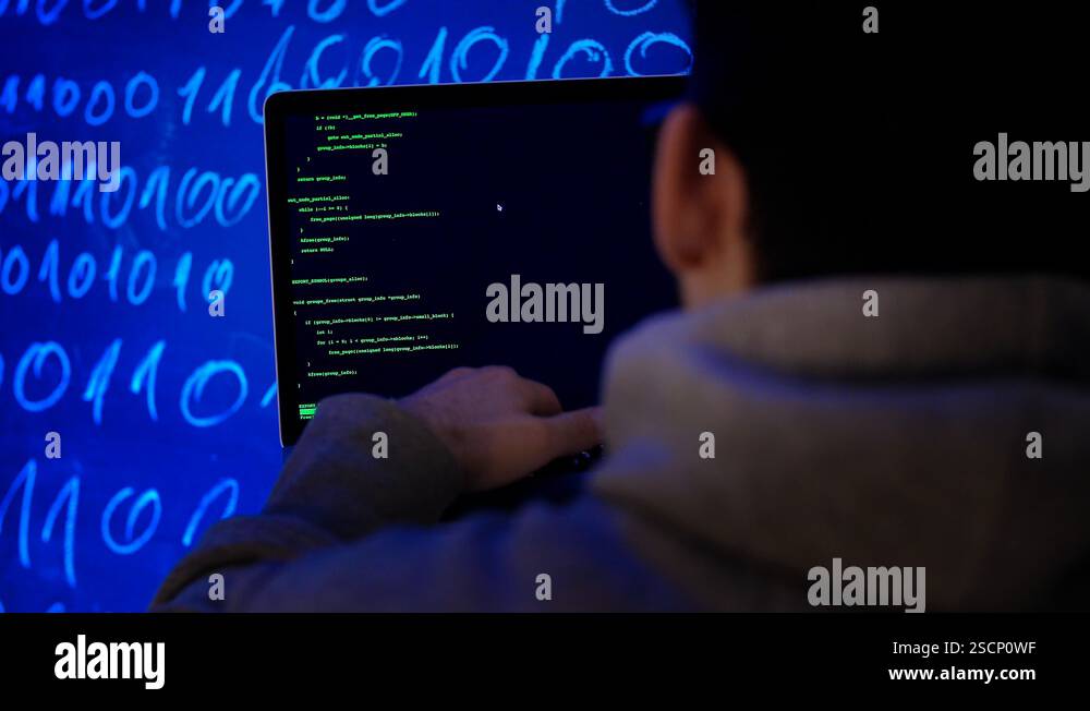 Programmer Developer hacking or writes the source code of the software ...