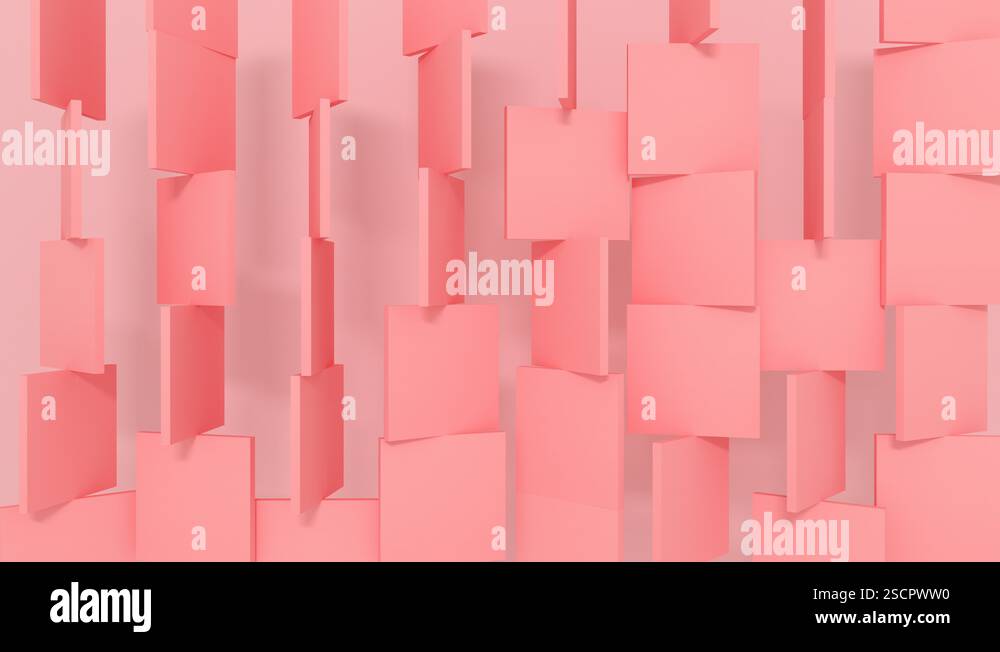 3D squares round shapes rotating on pastel background. 4K seamless loop ...