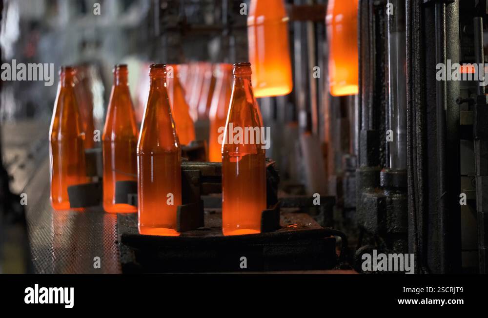 Automated line for the production of glass containers Stock Video ...