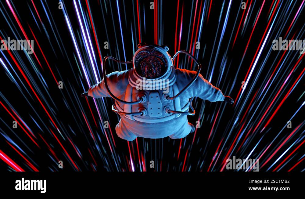 Epic Person Spaceman in the Space Suit Looking Around in Wonder Stars ...