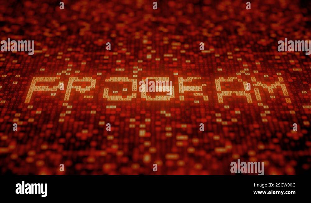 PROGRAM word being made with computer symbols on a red screen. Loopable ...