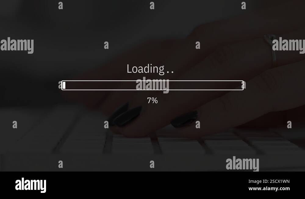 Loading progress bar on the video keyboard typing background Stock ...