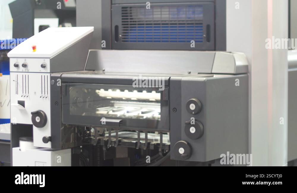 Modern technological exhibition large printing machine stock video