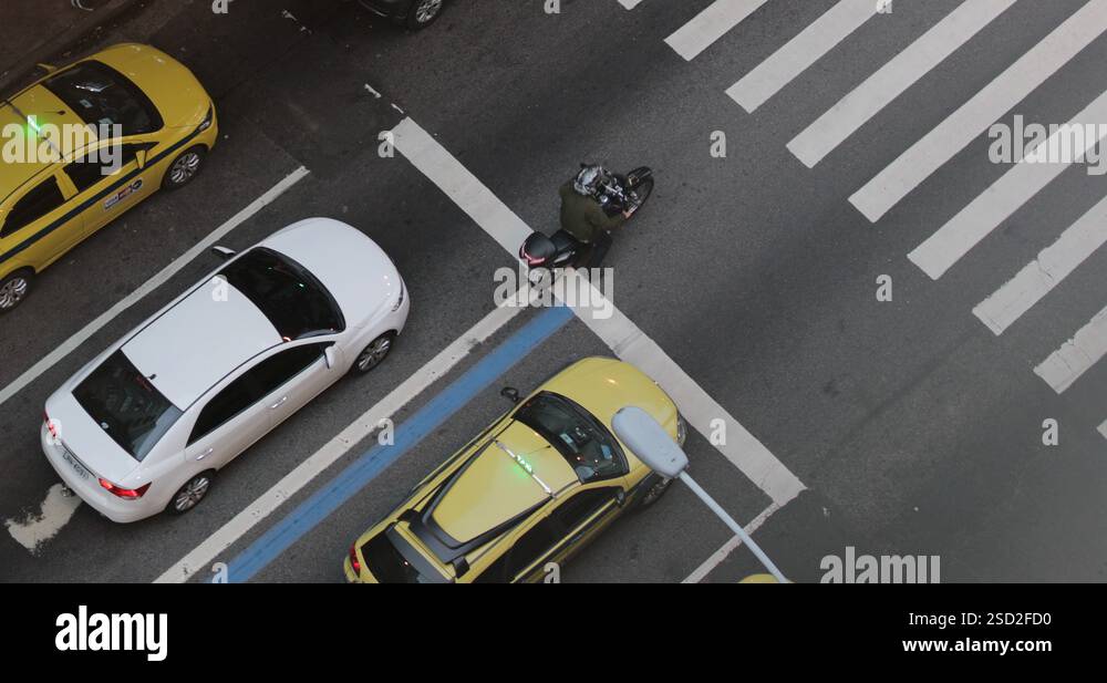 Rio de Janeiro, Brazil, Circa June 2018- Cars passing by camera seen ...