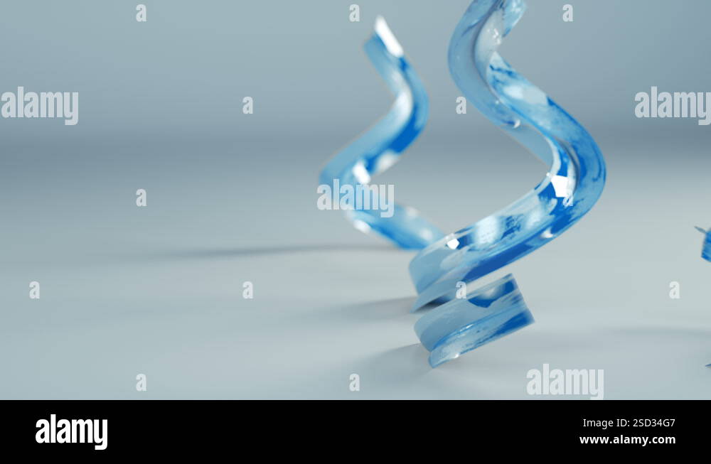 Growing glossy blue spiral shapes 3D render animation 4k UHD 3840x2160 ...