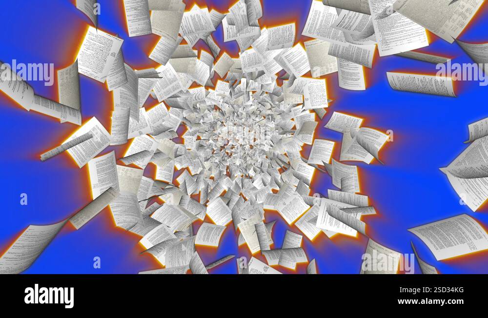 Documents Shine flying towards the screen Blue Screen Chromakey Stock ...