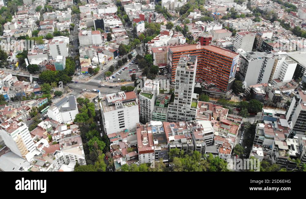 Codensa Cdmx The skyline in Condesa neighbourhood in CDMX, drone slowly descending ...