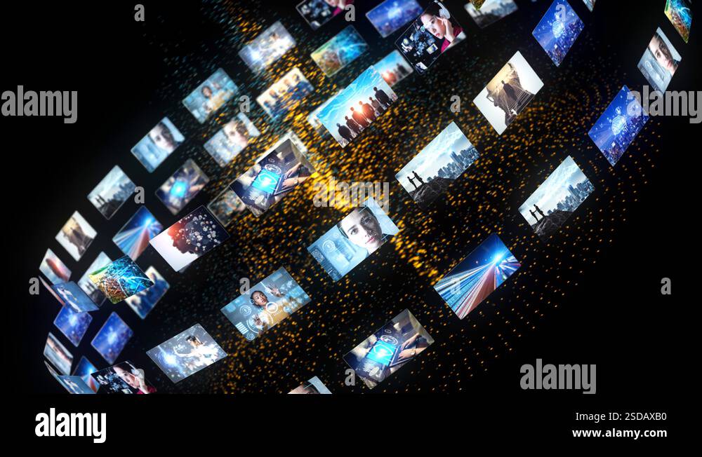 Visual contents concept. Social networking service. Streaming video ...
