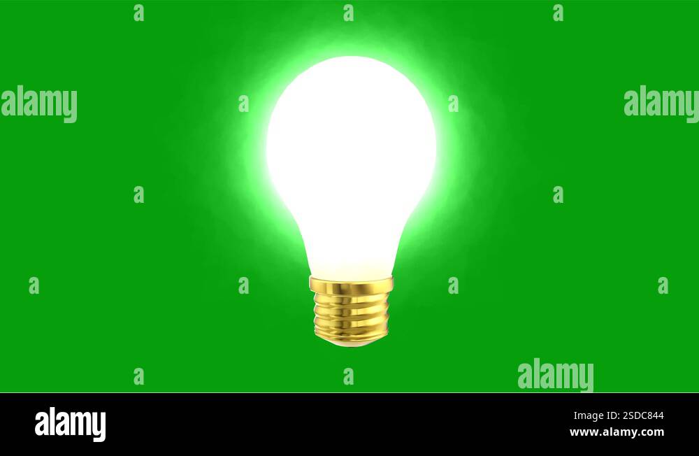 Glowing electric bulb motion graphics with green screen background ...