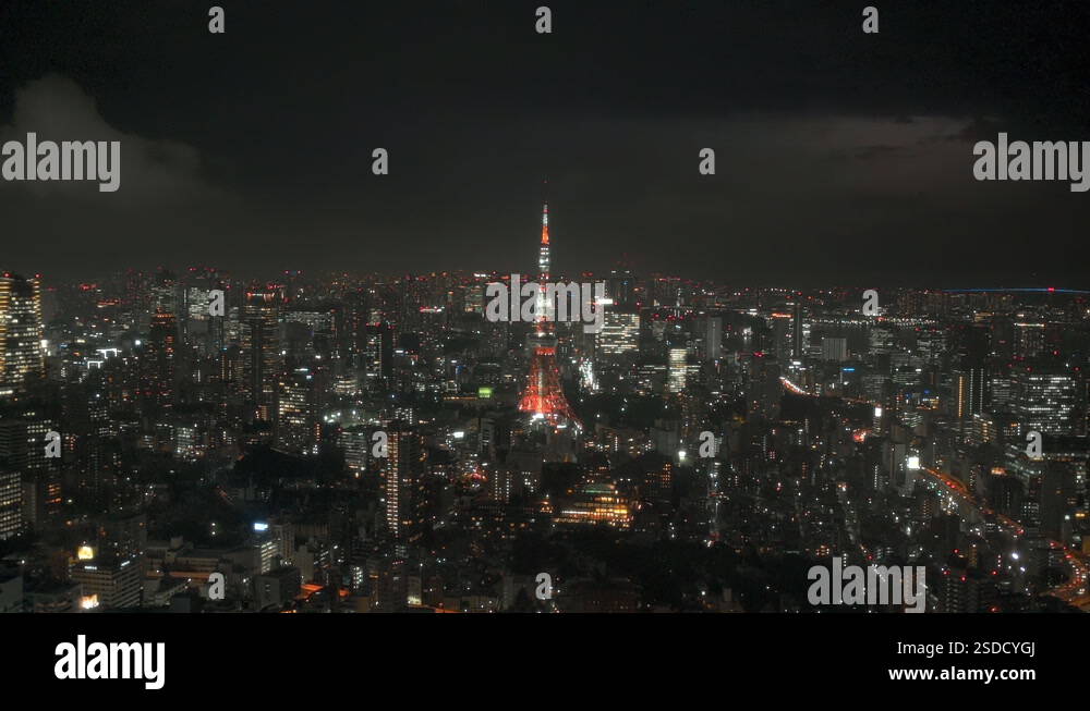 Lighting over Tokyo Tower in Japan Stock Video Footage - Alamy