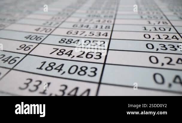 Data visualization and financial performance concept. Numbers rows and ...