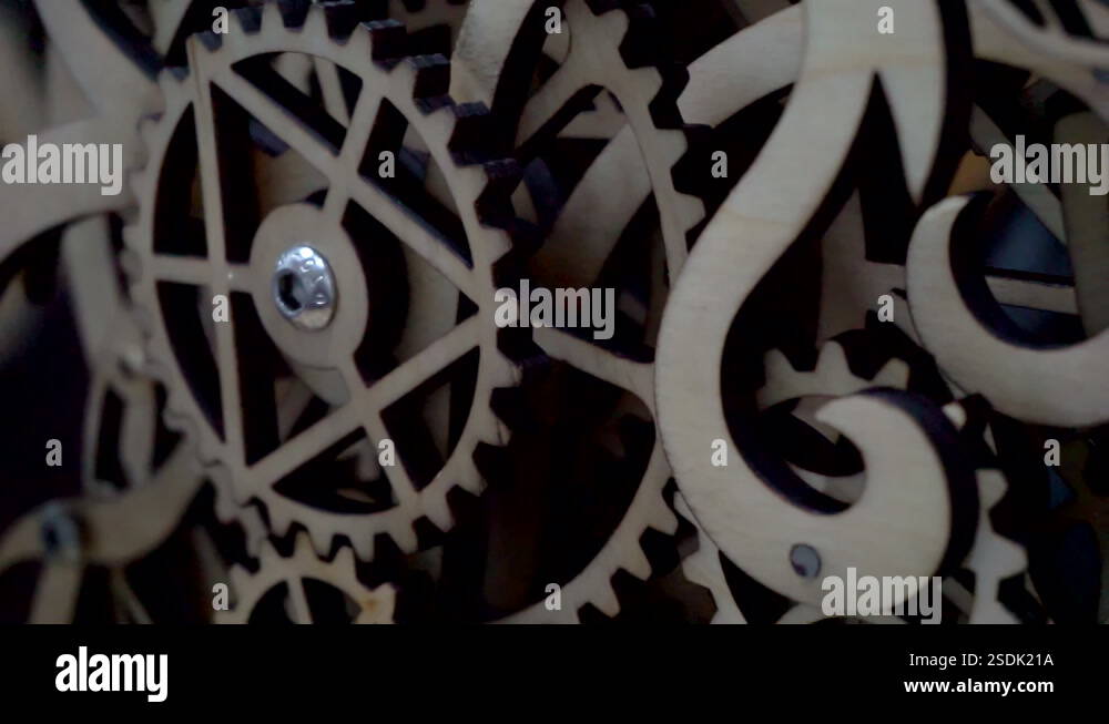 complex mechanism of many rotating parts. close-up. shallow depth of ...