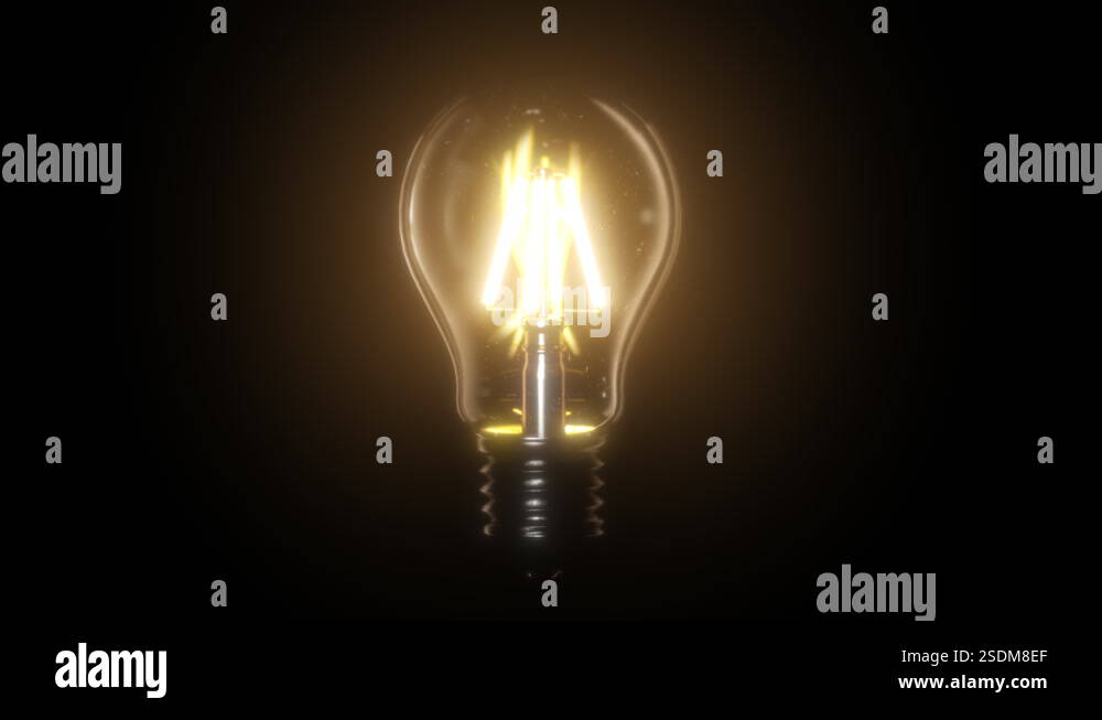 Switching on, turning off light bulb animation. 3D Render. Tungsten ...