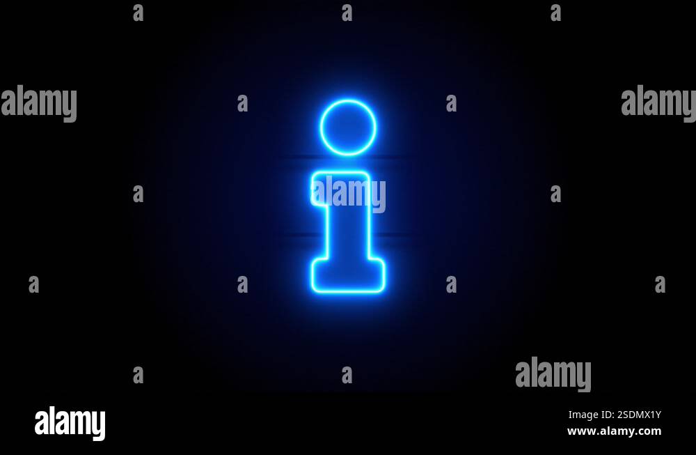 Info neon sign appear in center and disappear after some time. Loop ...