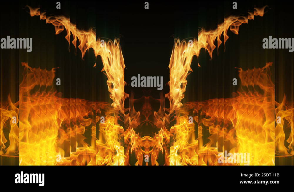 Golden Phoenix Art Fire Gate Flame Evil Visuals Video Art VJ Loop Stock ...