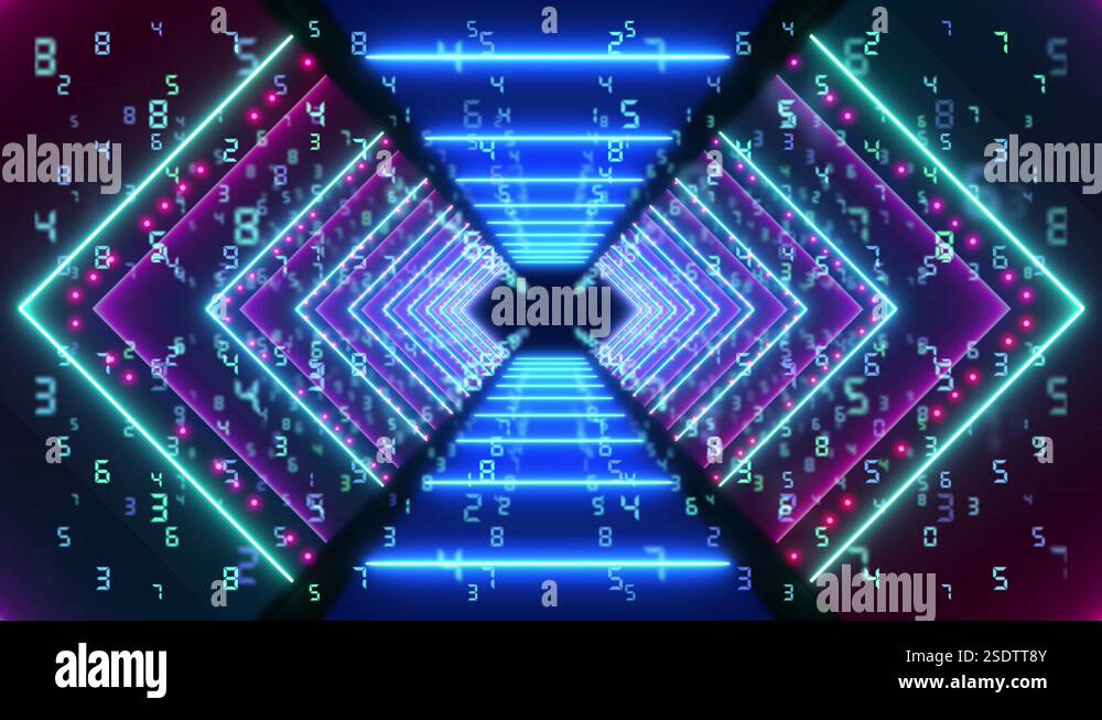 Abstract background animation neon glow digital geometry light forms ...