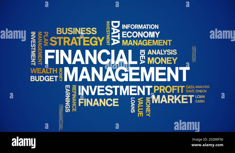 4k Financial Management Animated Tag Word Cloud,Text Animation seamless ...