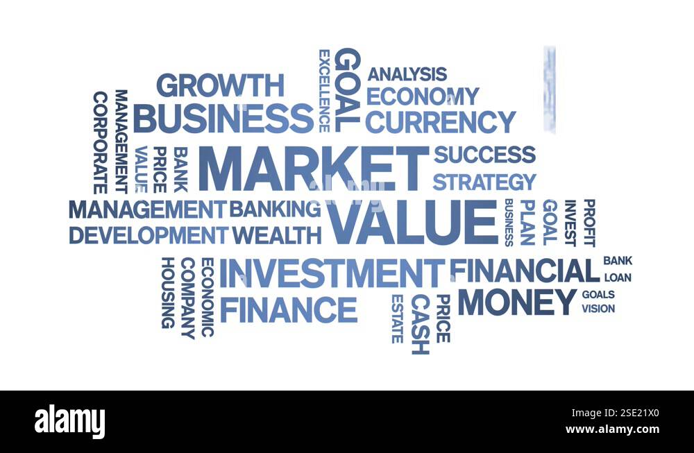 4k Market Value Animated Tag Word Cloud,Text Design Animation seamless ...
