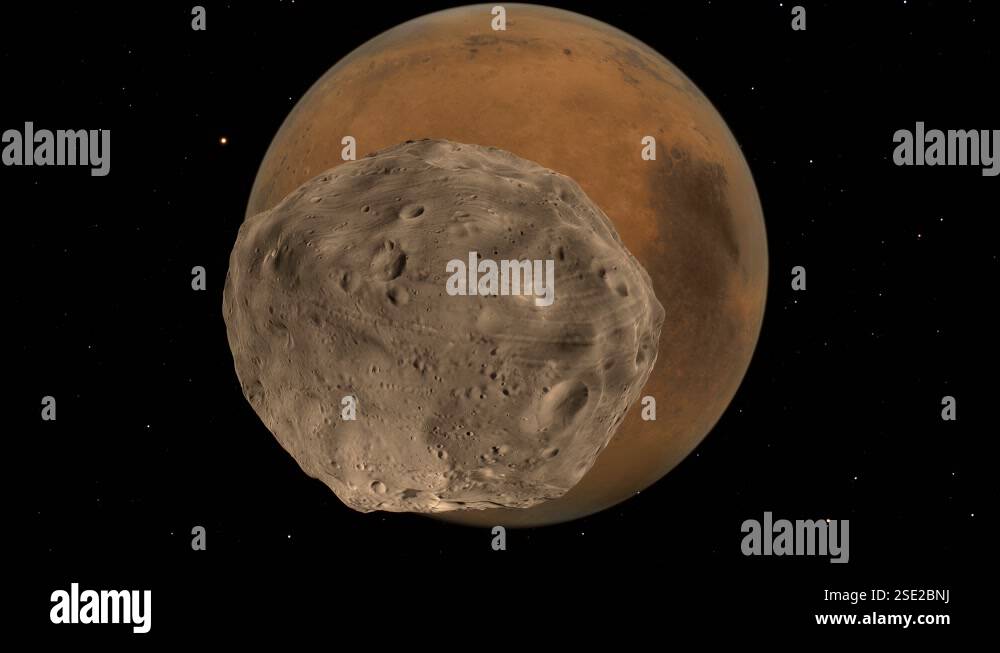 Mars is partially eclipsed by it's moon Phobos in a unique animation of ...