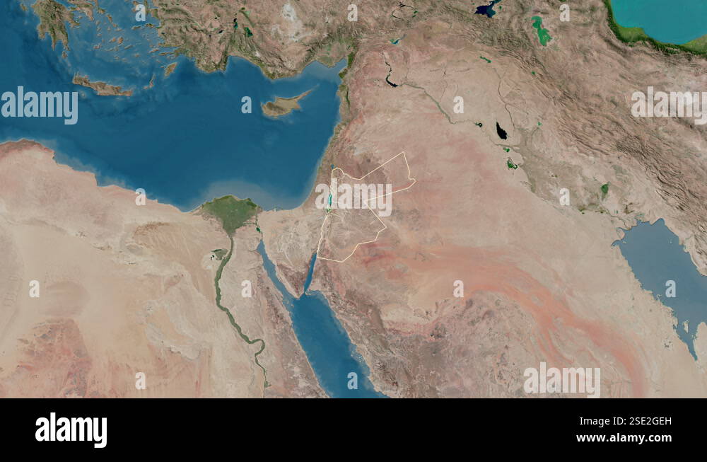 Jordan map - glide. Regions. Satellite Stock Video Footage - Alamy